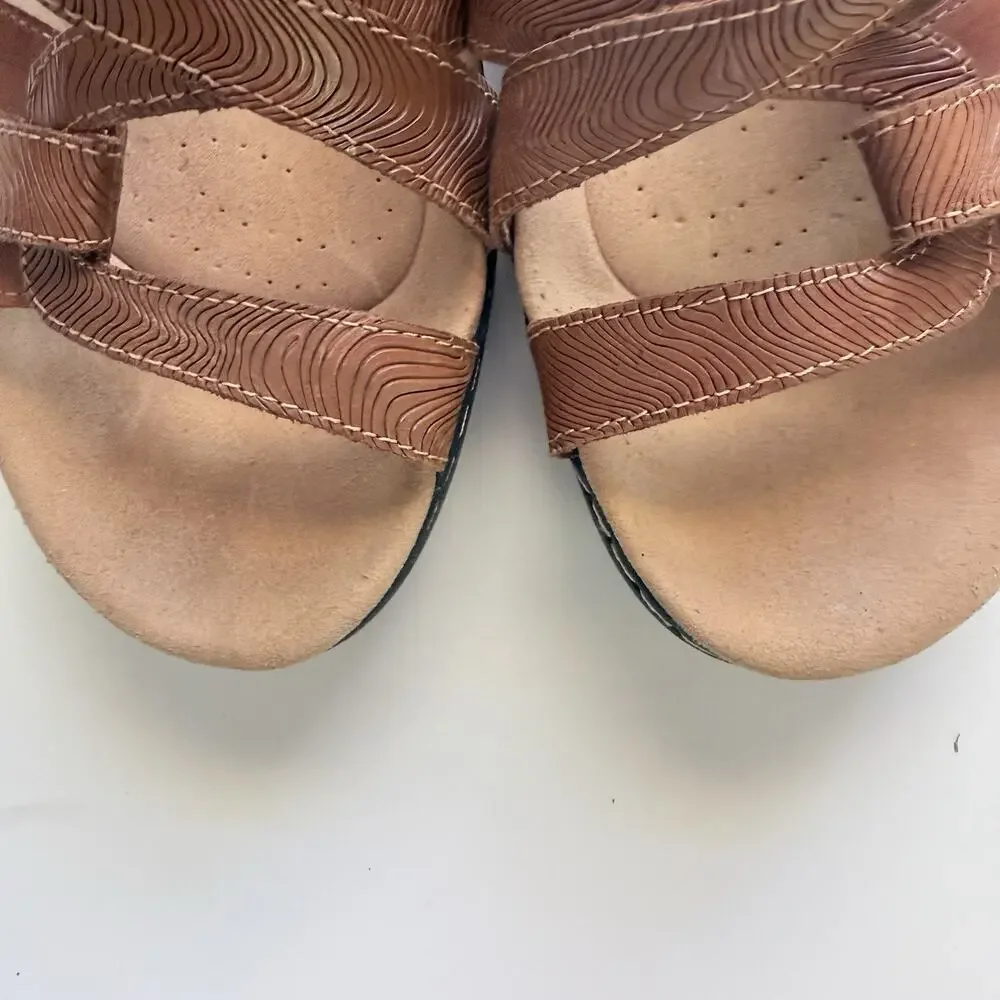 Clarks Samdals Women 11 Merliah Karli 26158235 Tan Leather Comfort